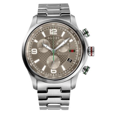 Shop Authentic Gucci G Timeless Chronograph Grey Dial Silver Steel Strap Watch For Men - YA126238 - Luxxuri