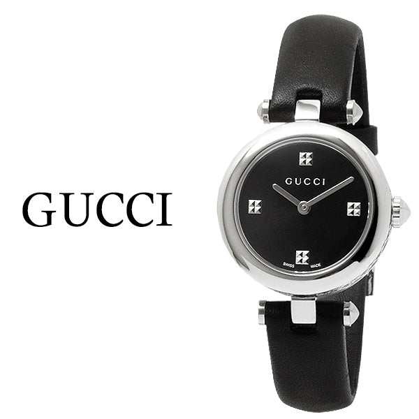 Shop Authentic Gucci Diamantissima Quartz Diamonds Black Dial Black Leather Strap Watch for Women - YA141506 - Luxxuri