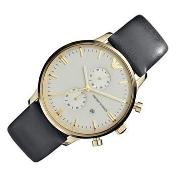 Shop Authentic Emporio Armani Gianni Beige Dial Grey Leather Strap Watch For Men - AR0386 - Luxxuri