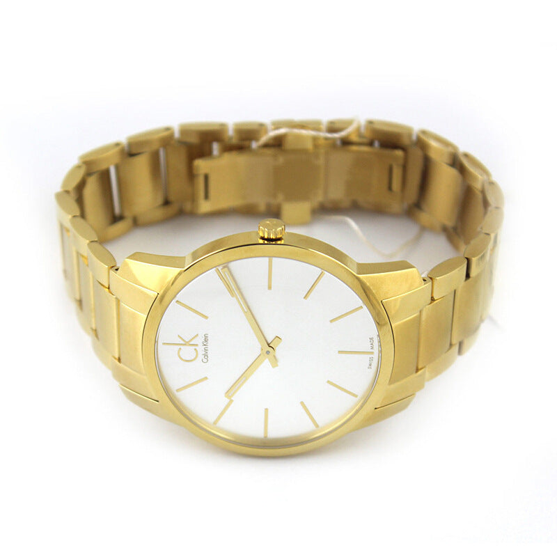 Shop Authentic Calvin Klein City White Dial Gold Steel Strap Watch for Women - K2G23546 - Luxxuri