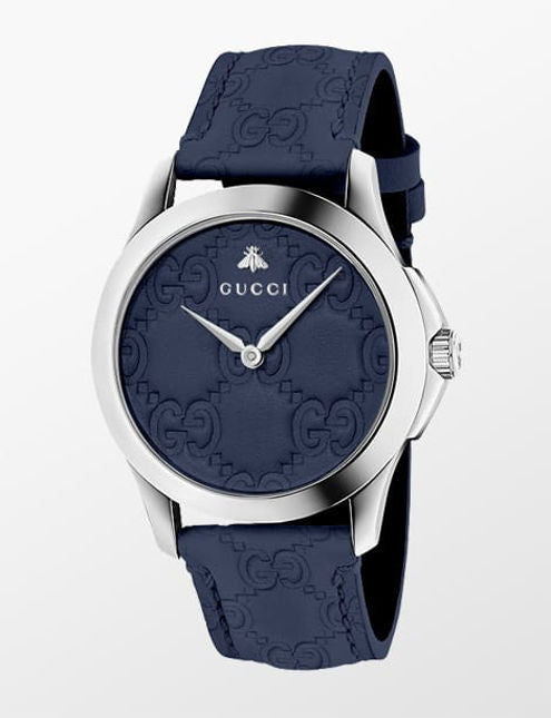 Shop Authentic Gucci G Timeless Quartz Blue Dial Blue Leather Strap Watch For Men - YA1264032 - Luxxuri