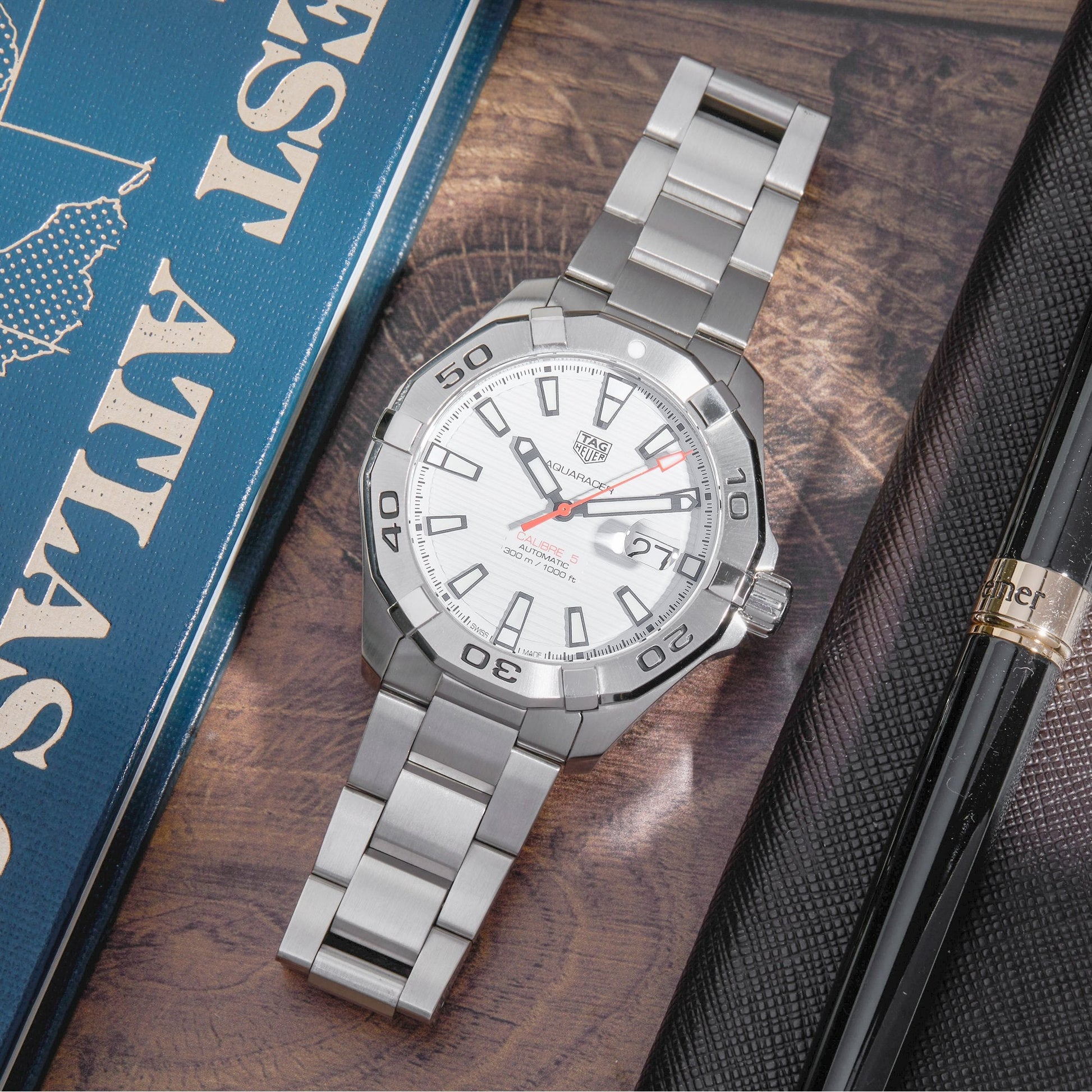 Shop Authentic Tag Heuer Aquaracer Calibre 5 Automatic White Dial Silver Steel Strap Watch for Men - WAY2013.BA0927 - Luxxuri