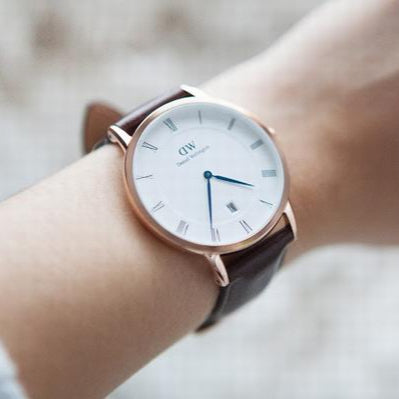 Shop Authentic Daniel Wellington Dapper St Mawes White Dial Brown Leather Strap Watch For Women - DW00100091 - Luxxuri