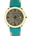 Shop Authentic Burberry The City Gold Dial Blue Leather Strap Watch for Women - BU9018 - Luxxuri