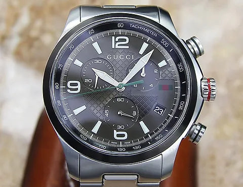 Shop Authentic Gucci G Timeless Chronograph Grey Dial Silver Steel Strap Watch For Men - YA126238 - Luxxuri