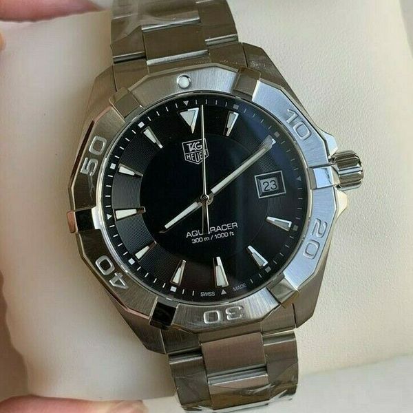 Shop Authentic Tag Heuer Aquaracer Quartz Black Dial Silver Steel Strap Watch for Men - WAY1110.BA0928 - Luxxuri