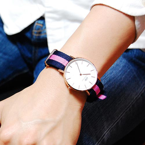 Shop Authentic Daniel Wellington Classic Winchester White Dial Three Tone Nylon Strap Watch For Women - DW00100033 - Luxxuri
