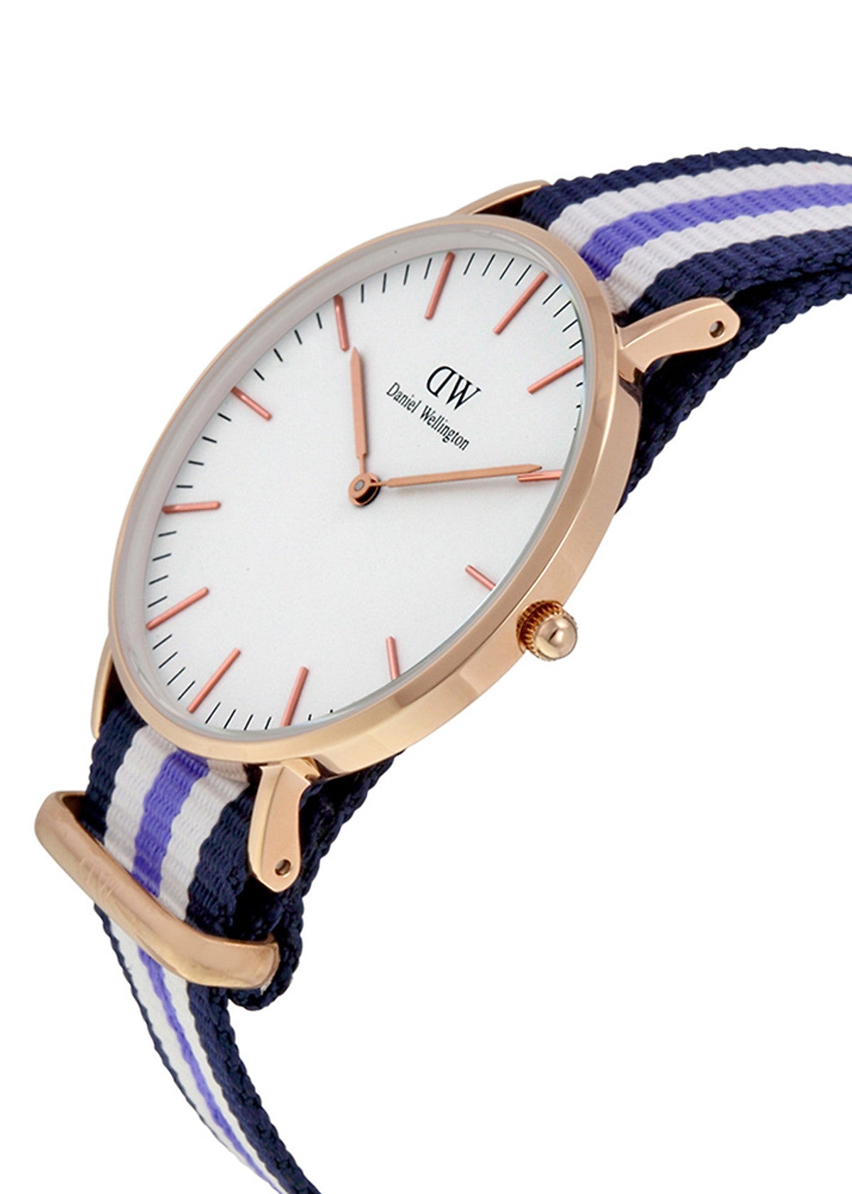 Shop Authentic Daniel Wellington Classic Trinity White Dial Three Tone Nylon Strap Watch For Women - 0509DW - Luxxuri