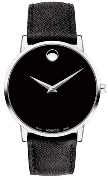 Shop Authentic Movado Museum Classic Black Dial Black Leather Strap Watch for Men - 0607194 - Luxxuri