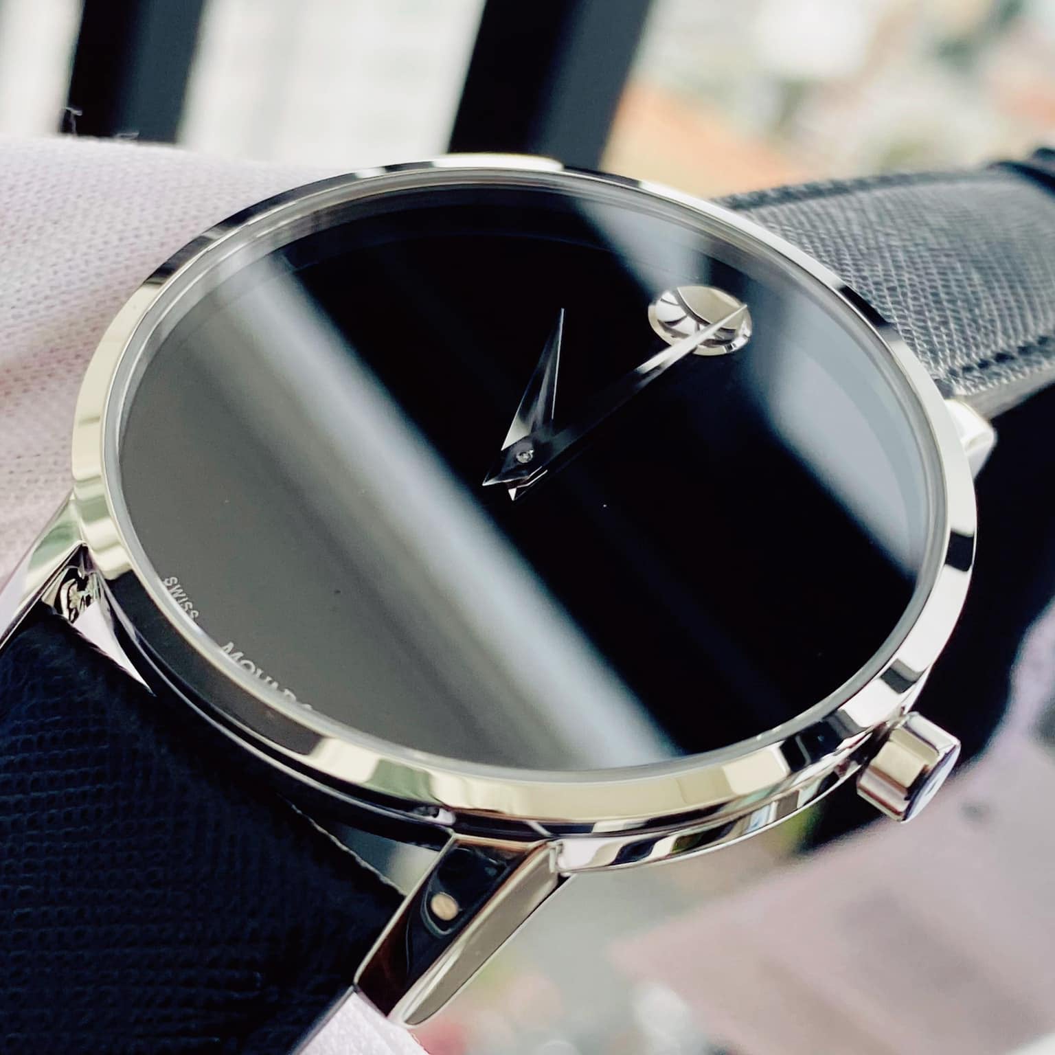 Shop Authentic Movado Museum Classic Black Dial Black Leather Strap Watch for Men - 0607194 - Luxxuri