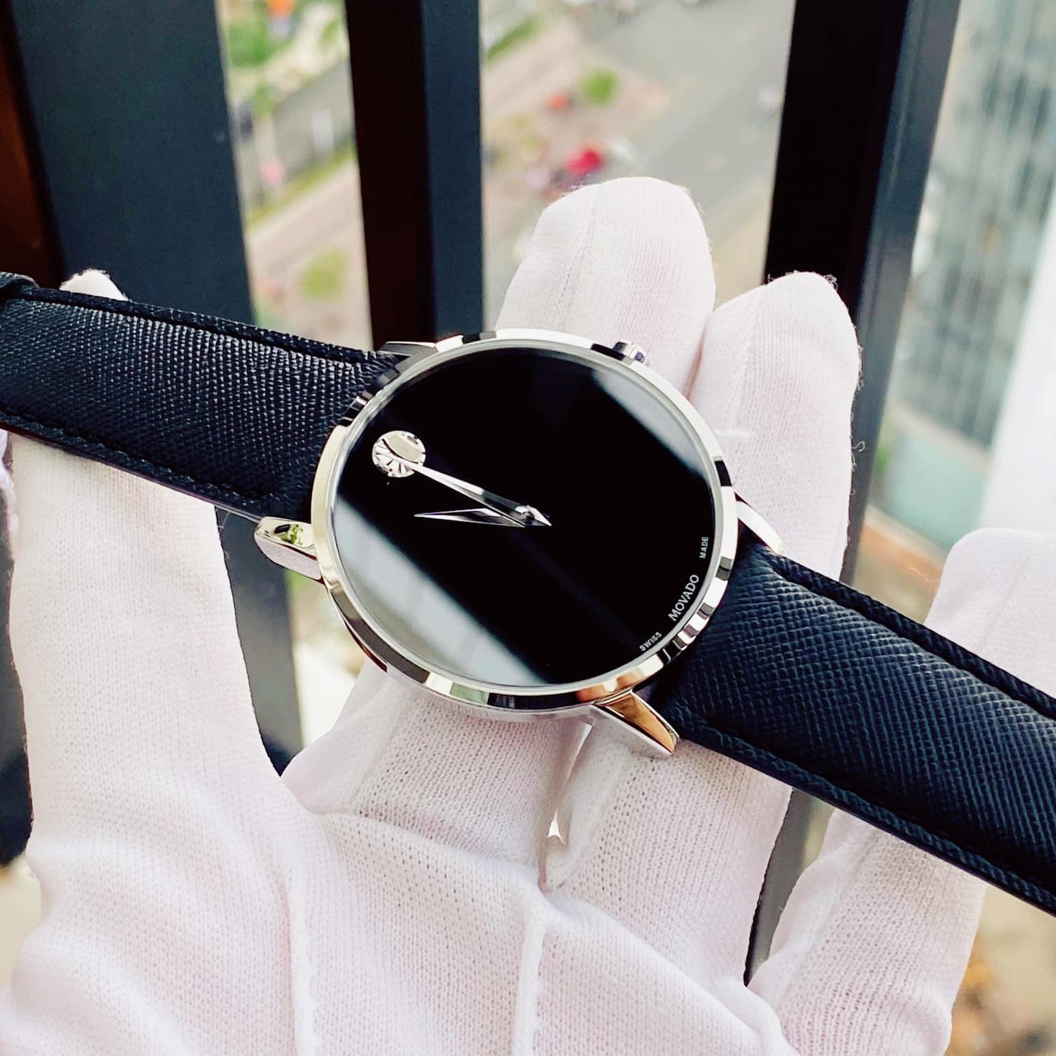 Shop Authentic Movado Museum Classic Black Dial Black Leather Strap Watch for Men - 0607194 - Luxxuri