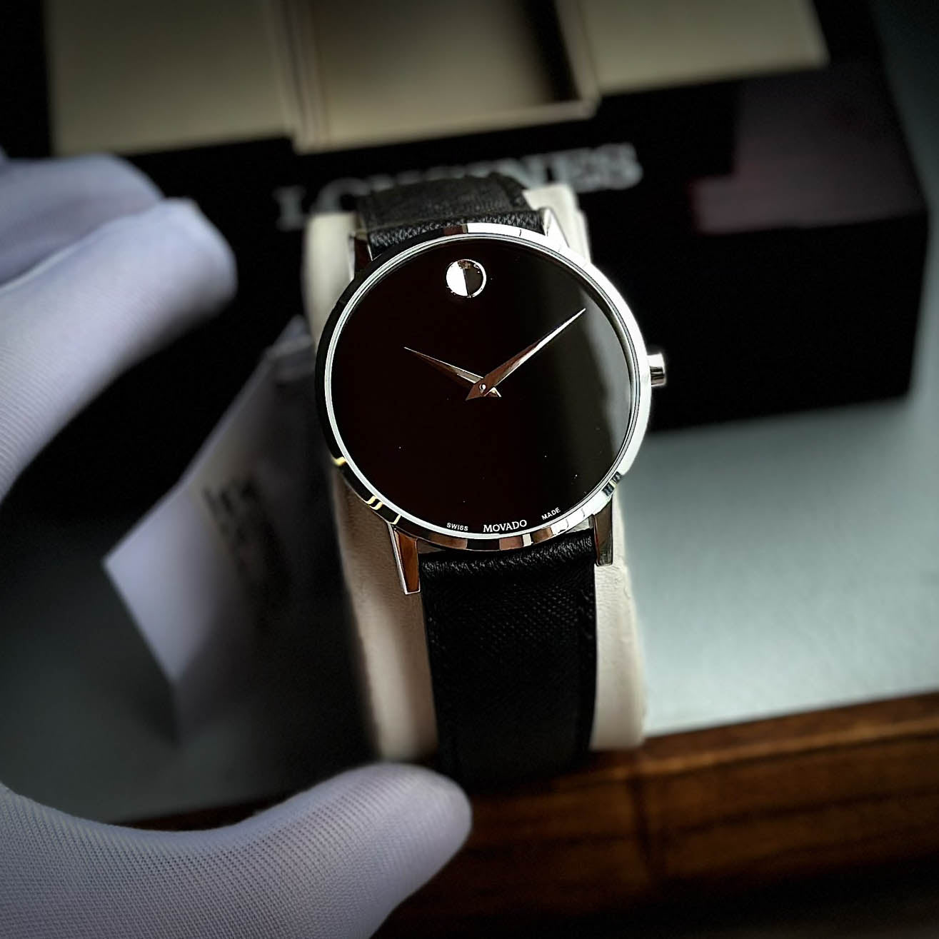 Shop Authentic Movado Museum Classic Black Dial Black Leather Strap Watch for Men - 0607194 - Luxxuri