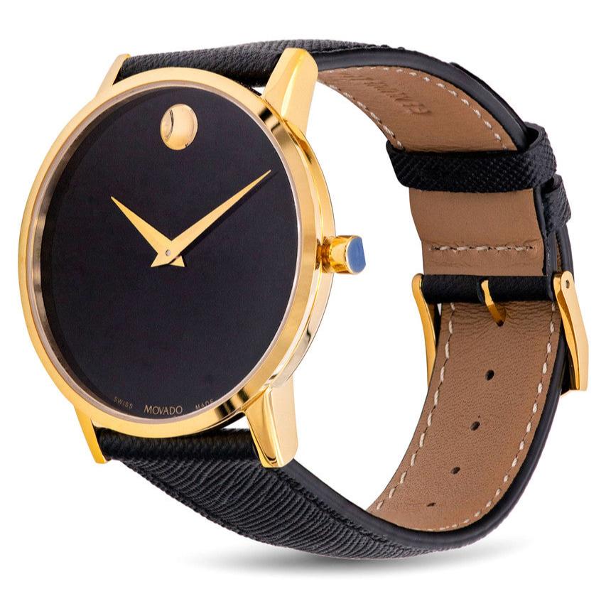 Shop Authentic Movado Museum Classic Quartz Black Dial Black Leather Strap Watch for Men - 0607195 - Luxxuri