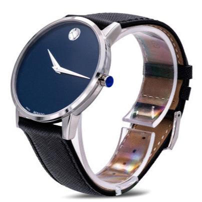 Shop Authentic Movado Museum Classic Blue Dial Black Leather Strap Watch for Men - 0607197 - Luxxuri