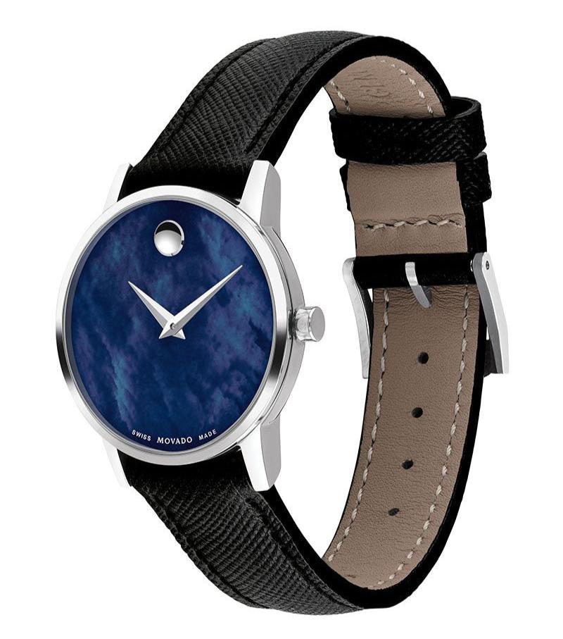 Shop Authentic Movado Museum Classic Blue Dial Black Leather Strap Watch for Men - 0607197 - Luxxuri