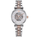Shop Authentic Emporio Armani Gianni T Bar Silver Skeleton Dial Two Tone Strap Watch For Women - AR1992 - Luxxuri