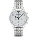 Shop Authentic Emporio Armani Classic Chronograph Silver Dial Silver Steel Strap Watch For Men - AR1879 - Luxxuri