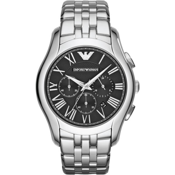 Shop Authentic Emporio Armani Classic Chronograph Black Dial Silver Steel Strap Watch For Men - AR1786 - Luxxuri