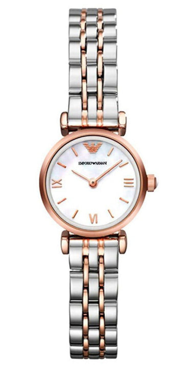 Shop Authentic Emporio Armani Gianni Mother of Pearl Dial Two Tone Steel Strap Watch For Women - AR1764 - Luxxuri
