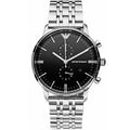 Shop Authentic Emporio Armani Gianni Chronograph Black Dial Silver Steel Strap Watch For Men - AR80009 - Luxxuri