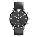 Shop Authentic Emporio Armani Gianni Chronograph Black Dial Black Leather Strap Watch For Men - AR0397 - Luxxuri