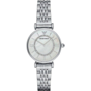 Shop Authentic Emporio Armani Gianni T-Bar Mother of Pearl Dial Silver Stainless Steel Watch For Women - AR1908 - Luxxuri
