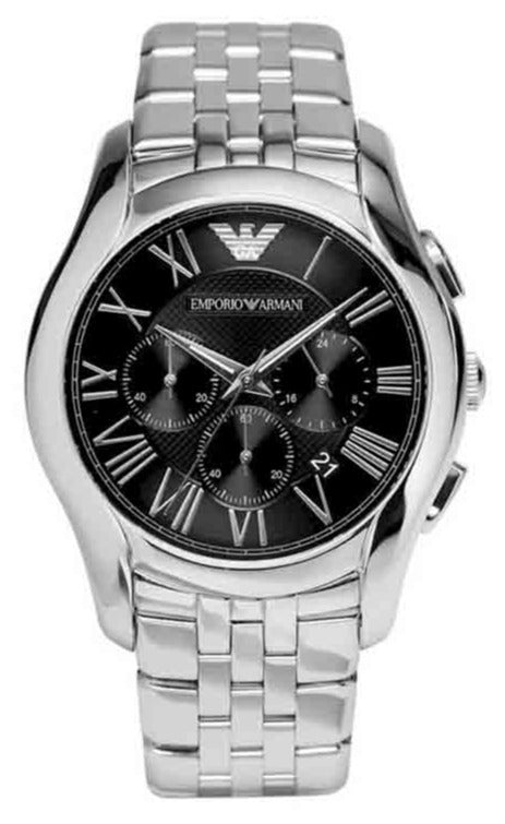 Shop Authentic Emporio Armani Classic Chronograph Black Dial Silver Steel Strap Watch For Men - AR1786 - Luxxuri