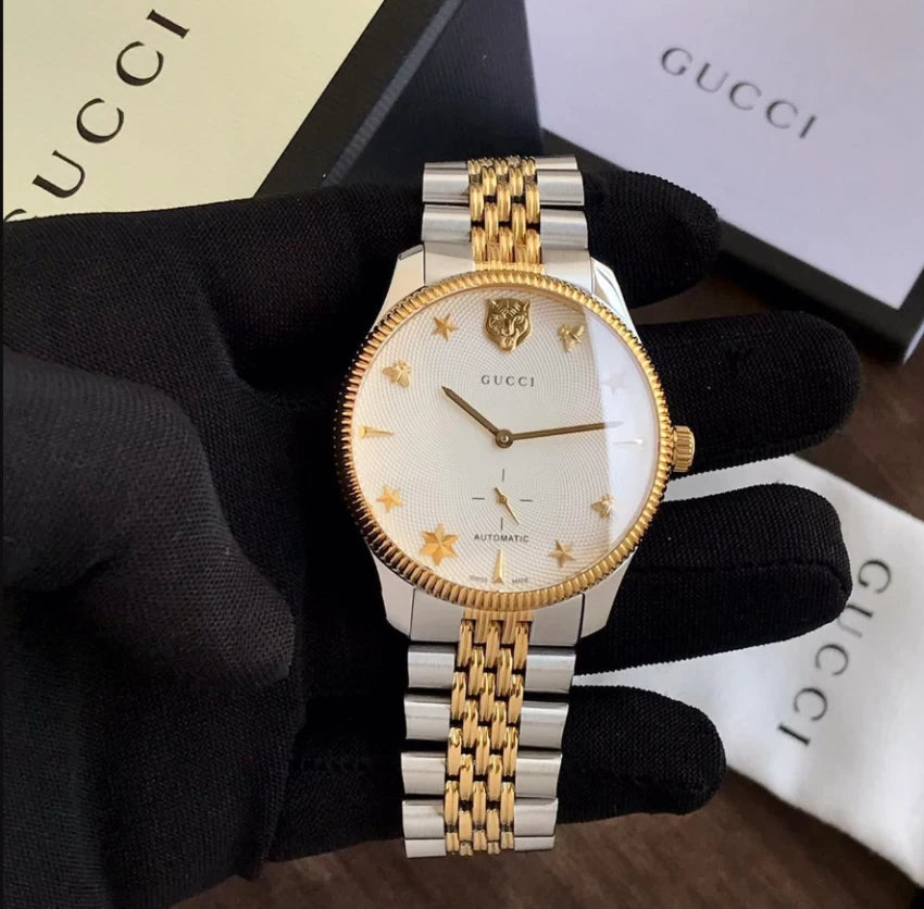 Shop Authentic Gucci G Timeless Automatic White Dial Two Tone Steel Strap Watch for Men - YA126356 - Luxxuri