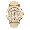Shop Authentic Burberry The City Chronograph Rose Gold Dial Beige Leather Strap Watch For Women - BU9702 - Luxxuri