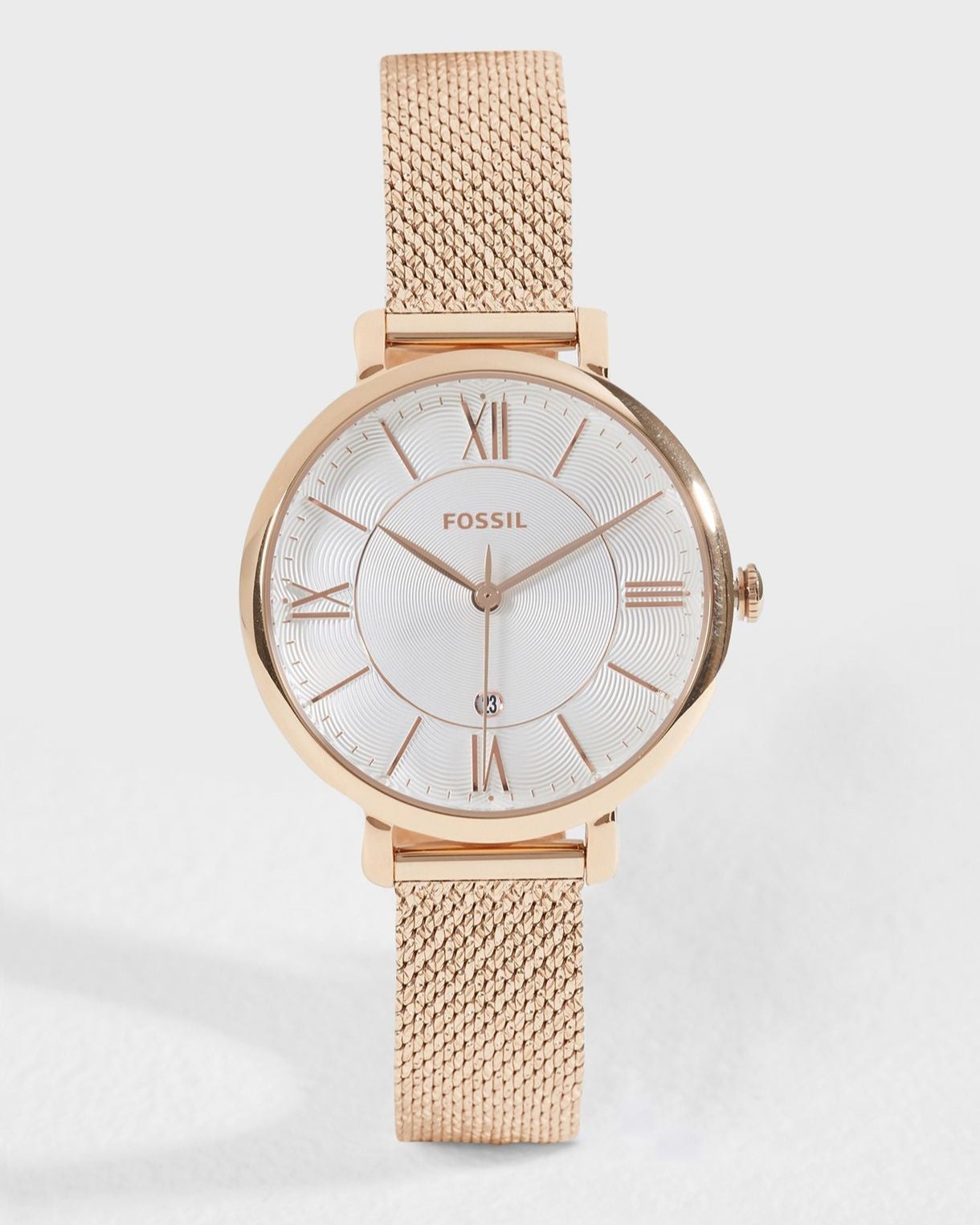Fossil Jacqueline Mother of Pearl White Dial Gold Mesh Strap Watch for Women - ES4352