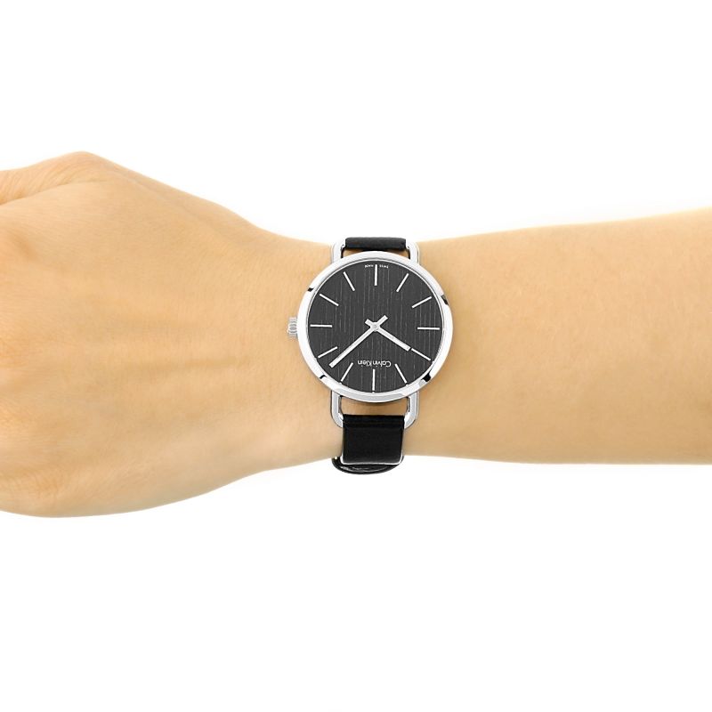 Shop Authentic Calvin Klein Even Black Dial Black Leather Strap Watch for Women - K7B231C1 - Luxxuri