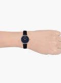 Shop Authentic Emporio Armani Gianni T Bar Analog Blue Dial Black Leather Strap Watch For Women - AR1989 - Luxxuri