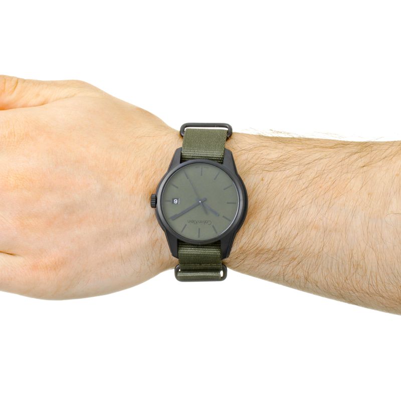 Shop Authentic Calvin Klein Tone Green Dial Green NATO Strap Watch for Men - K7K514WL - Luxxuri