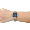 Shop Authentic Emporio Armani Gianni T Bar Crystal Blue Dial Two Tone Steel Strap Watch For Women - AR11092 - Luxxuri