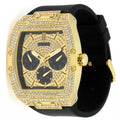 Shop Authentic Guess Phoenix Multifunction Crystals Gold Dial Black Silicone Strap Watch For Men - GW0048G2 - Luxxuri