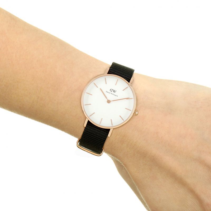 Shop Authentic Daniel Wellington Classic Petite Cornwall White Dial Green NATO Strap Watch For Women - DW00100253 - Luxxuri
