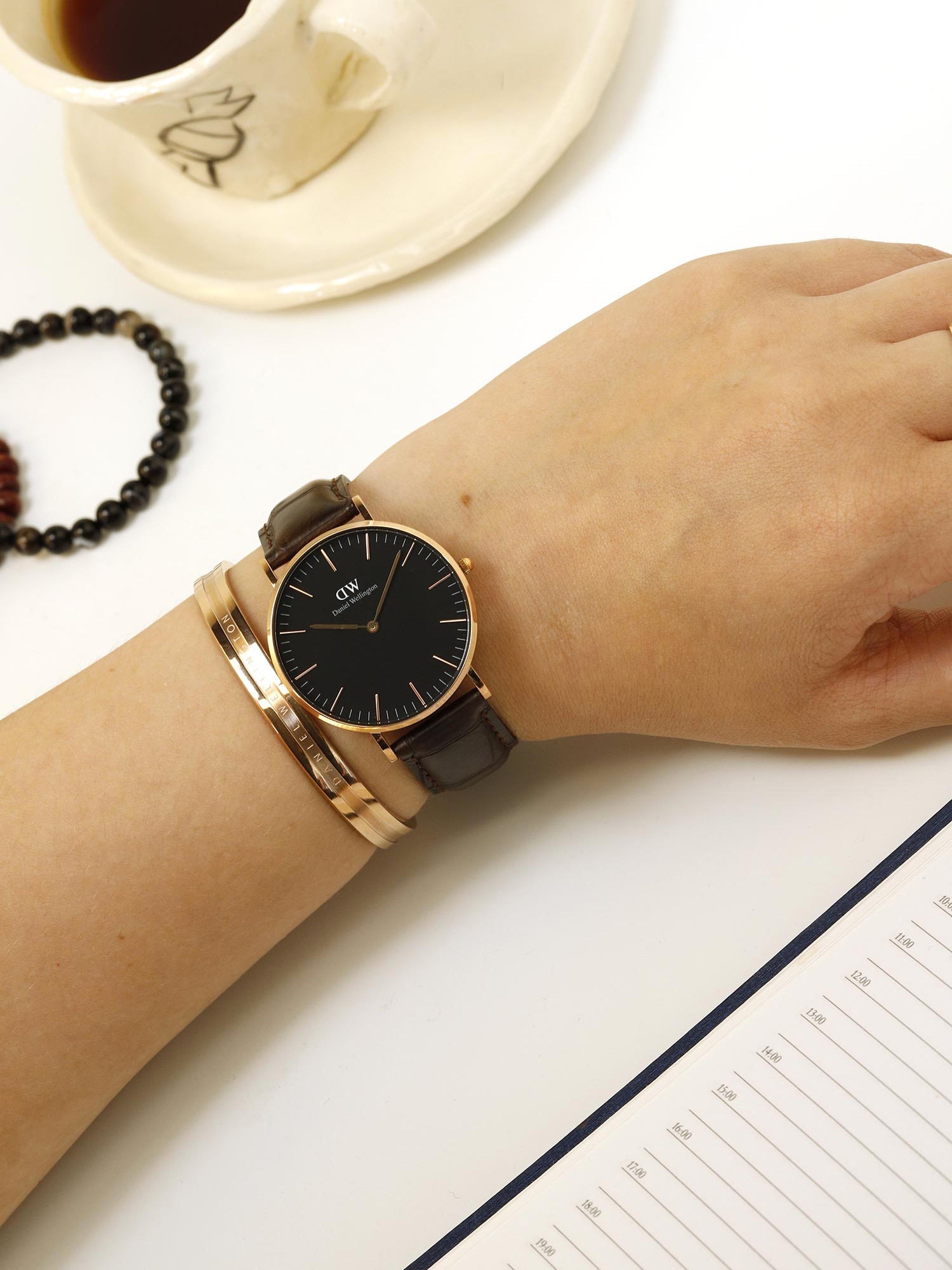 Shop Authentic Daniel Wellington Classic York Black Dial Brown Leather Strap Watch For Women - DW00100140 - Luxxuri