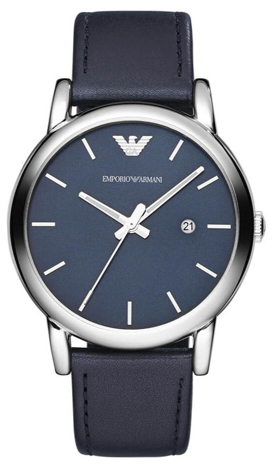 Shop Authentic Emporio Armani Classic Quartz Blue Dial Black Leather Strap Watch For Men - AR1731 - Luxxuri