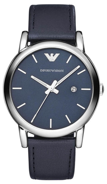 Shop Authentic Emporio Armani Classic Quartz Blue Dial Black Leather Strap Watch For Men - AR1731 - Luxxuri