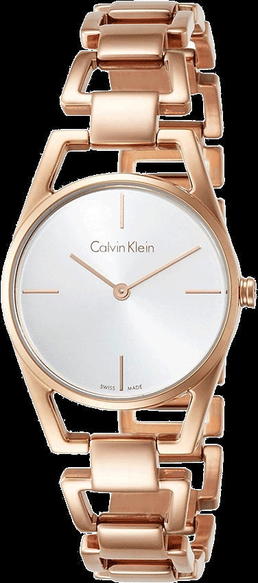 Shop Authentic Calvin Klein Dainty White Dial Rose Gold Steel Strap Watch for Women - K7L23646 - Luxxuri