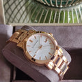 Shop Authentic Burberry The City White Dial Rose Gold Steel Strap Watch for Women - BU9004 - Luxxuri