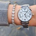 Shop Authentic Emporio Armani Gianni T Bar White Marble Dial Silver Steel Strap Watch For Women - AR11170 - Luxxuri