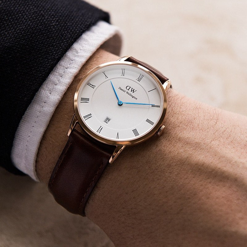 Shop Authentic Daniel Wellington Dapper St Mawes White Dial Brown Leather Strap Watch For Women - DW00100091 - Luxxuri