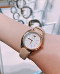 Shop Authentic Emporio Armani Valeria Quartz White Dial Beige Leather Strap Watch For Women - AR11031 - Luxxuri