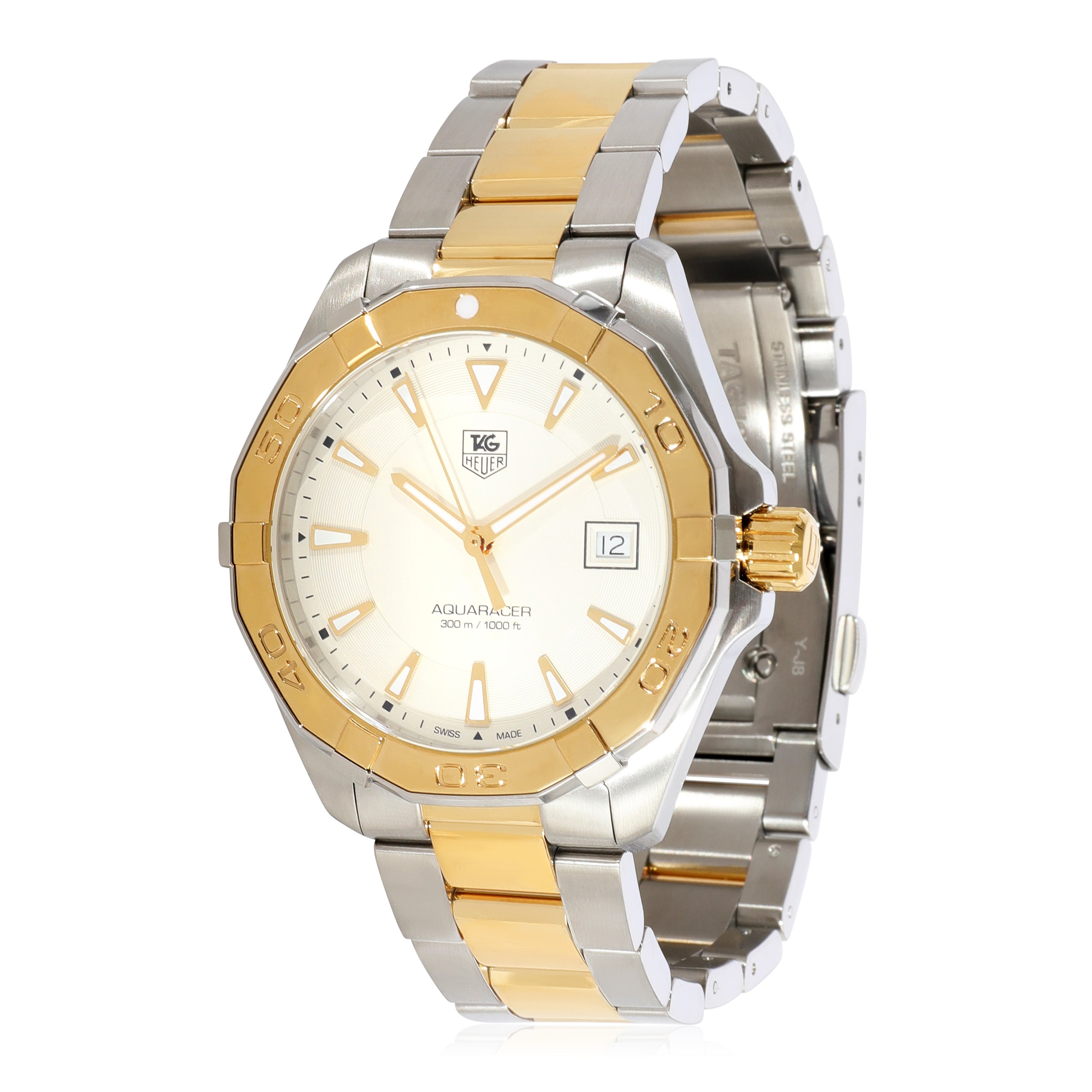 Tag Heuer Aquaracer Quartz White Dial Two Tone Steel Strap Watch for Men - WAY1120.BB0930