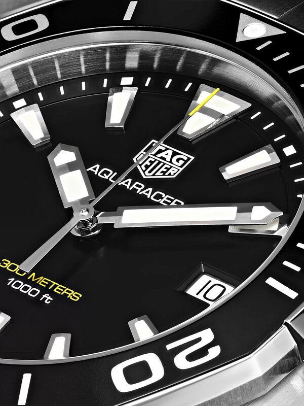 Shop Authentic Tag Heuer Aquaracer Black Dial Silver Steel Strap Watch for Men - WAY111A.BA0928 - Luxxuri