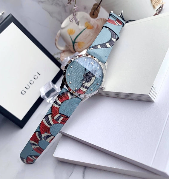 Shop Authentic Gucci G Timeless Quartz Blue Dial Blue Leather Strap Watch For Men - YA1264080 - Luxxuri