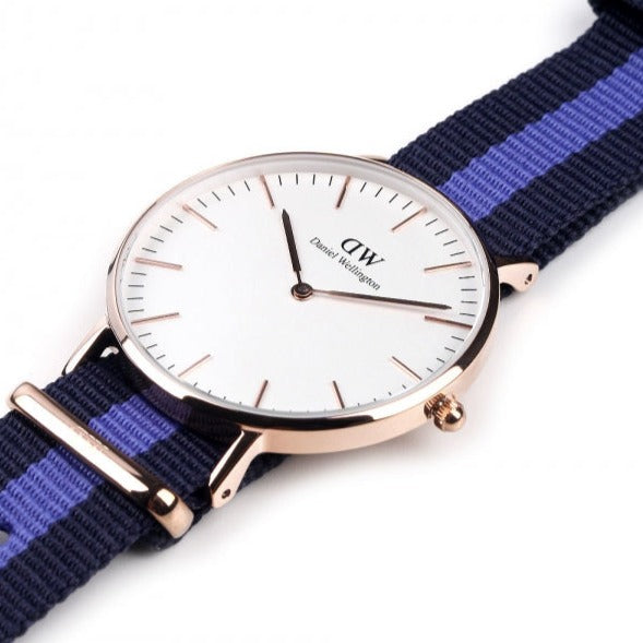 Shop Authentic Daniel Wellington Classic Swansea White Dial Two Tone Nylon Strap Watch For Women - 0504DW - Luxxuri