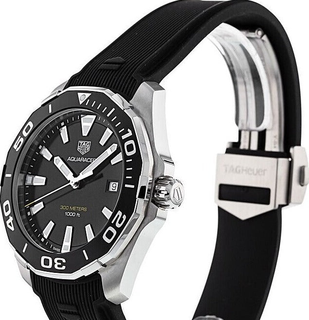 Shop Authentic Tag Heuer Aquaracer Quartz Black Dial Black Rubber Strap Watch for Men - WAY101A.FT6141 - Luxxuri