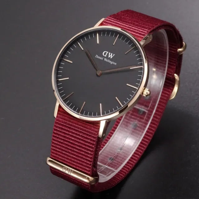 Shop Authentic Daniel Wellington Classic Roselyn Black Dial Maroon Nylon Strap Watch For Women - DW00100273 - Luxxuri